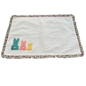 Cynthia Rowley Easter Bunny Placemats Set of 4 Reversible Flowers Polka Dots